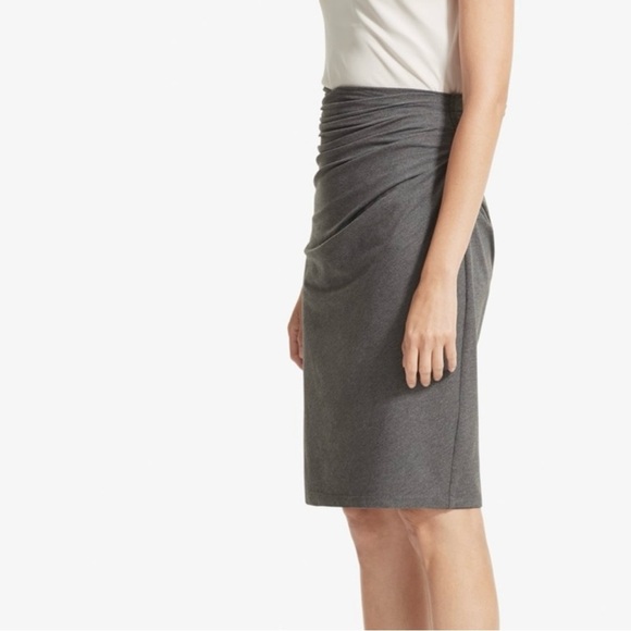 MM LaFleur Soho Skirt Gray Ruched Straight Pencil - Picture 2 of 9